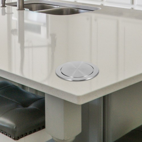 Stainless Steel Trash Can Lid Kitchen Accessory Countertop Cover - Picture 2 of 12