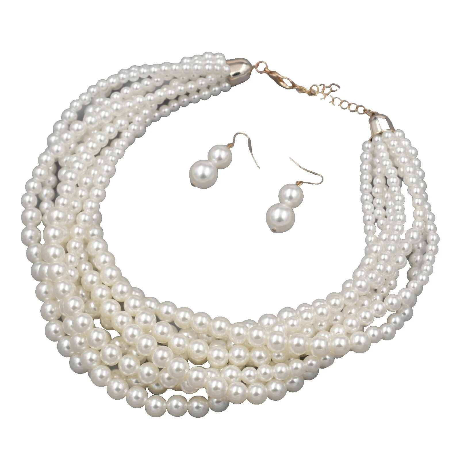 Folheado a Ródio Acrílico Pérola conjuntos de Bijuteria