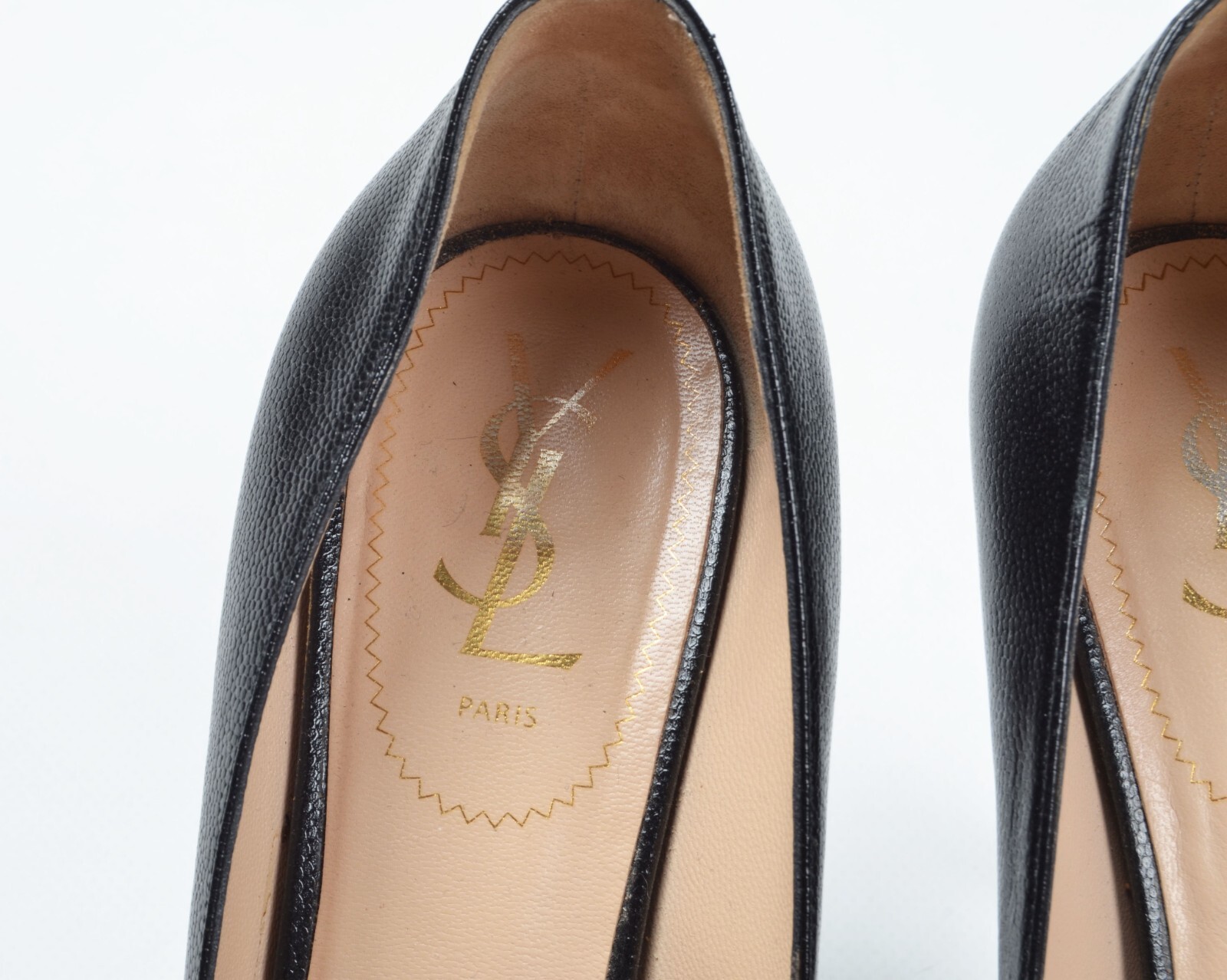 YSL Yves Saint Laurent Tribtoo décolleté plateau in pelle nera con tacco misura 40 1 2