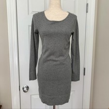 Minnie Rose Gray Long Sleeve Sweater Sheath Mini Dress Stretch Sz Med EUC