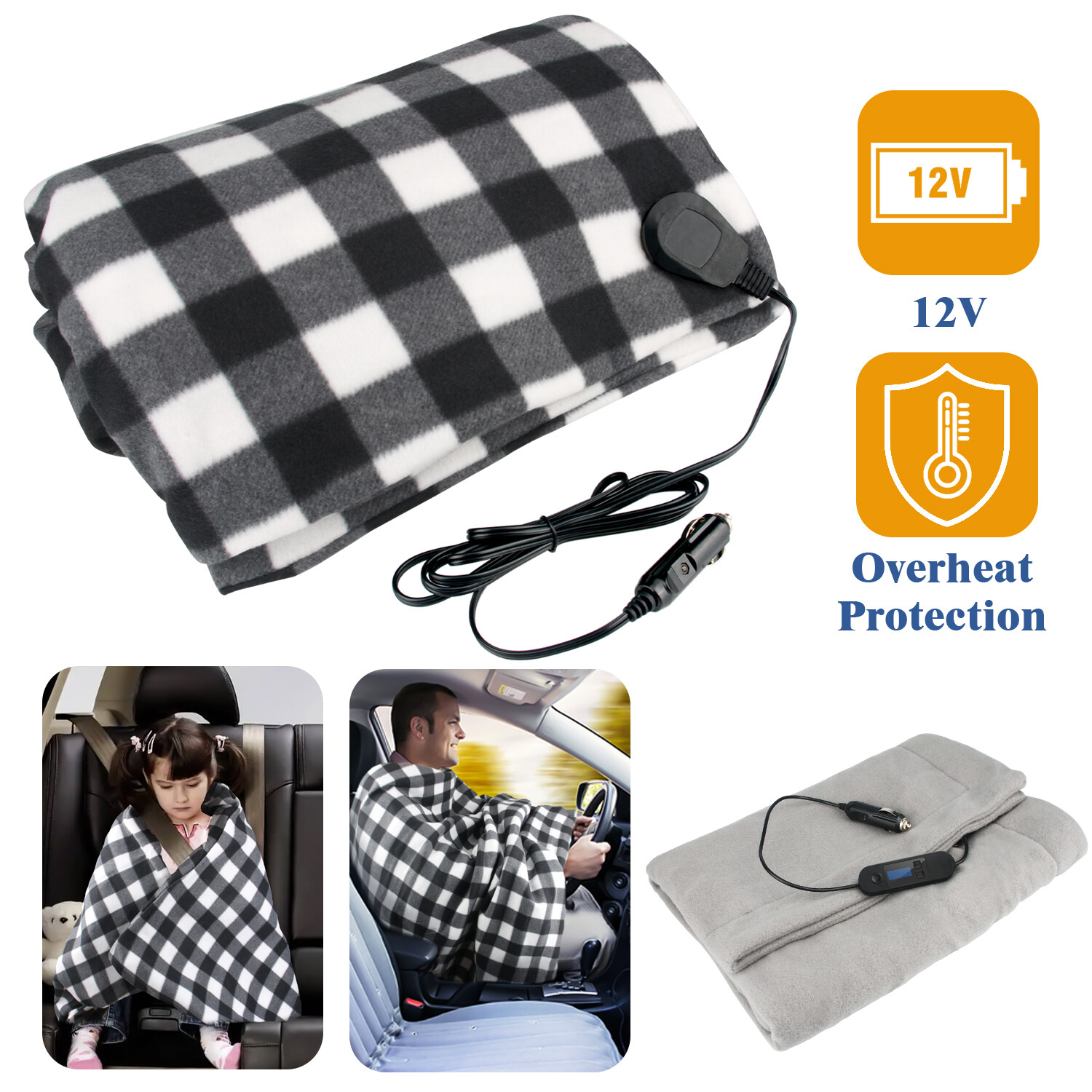 12V Car Electric Heated Blanket Throw Truck Suv Heating Pad + Cigarette  Lighter | eBay