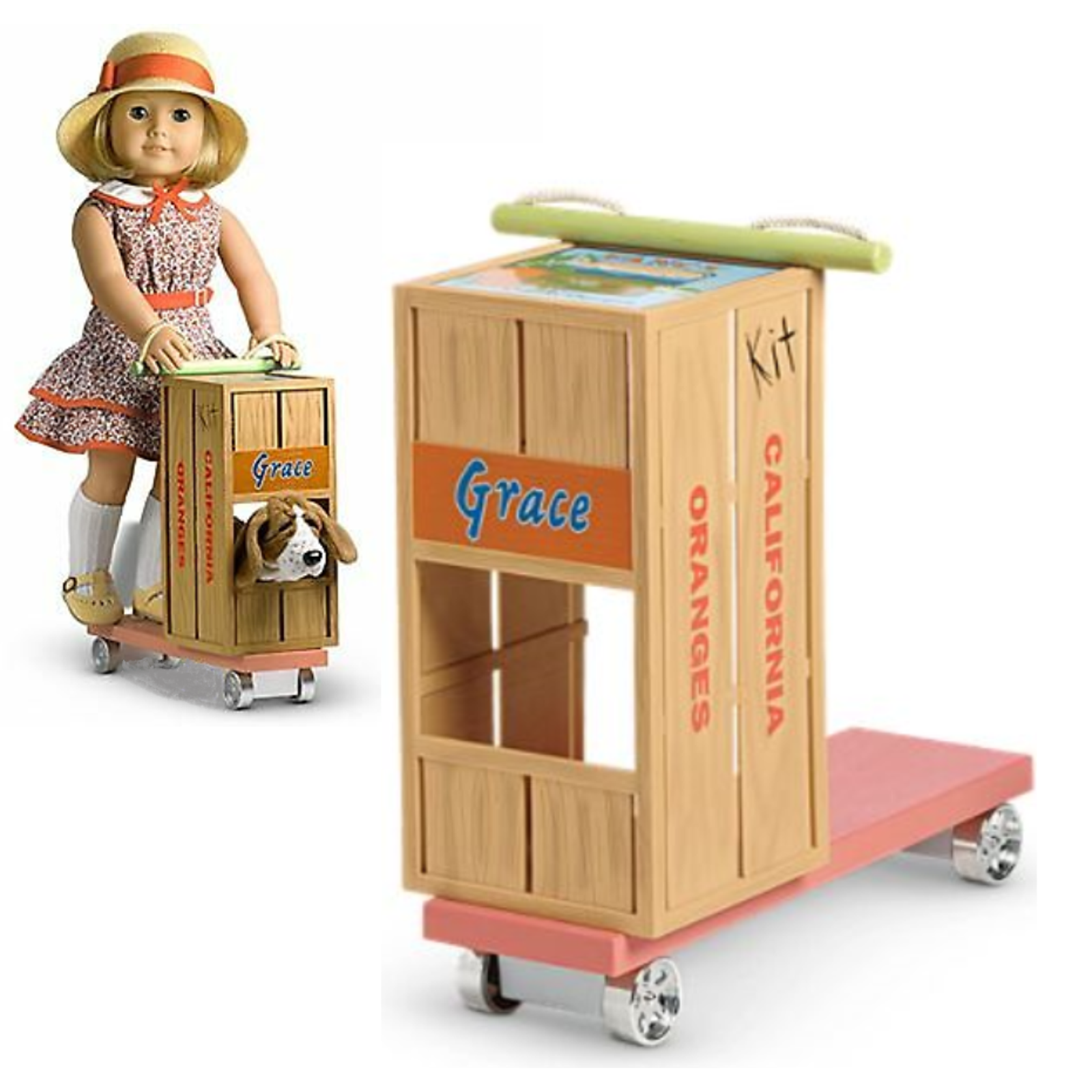 NEW American Girl Doll KITS HOMEMADE Crate SCOOTER For Kit & Grace Dog