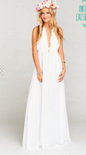 Show Me Your Mumu Luna Halter Maxi Gown White Chiffon Size Large L $198