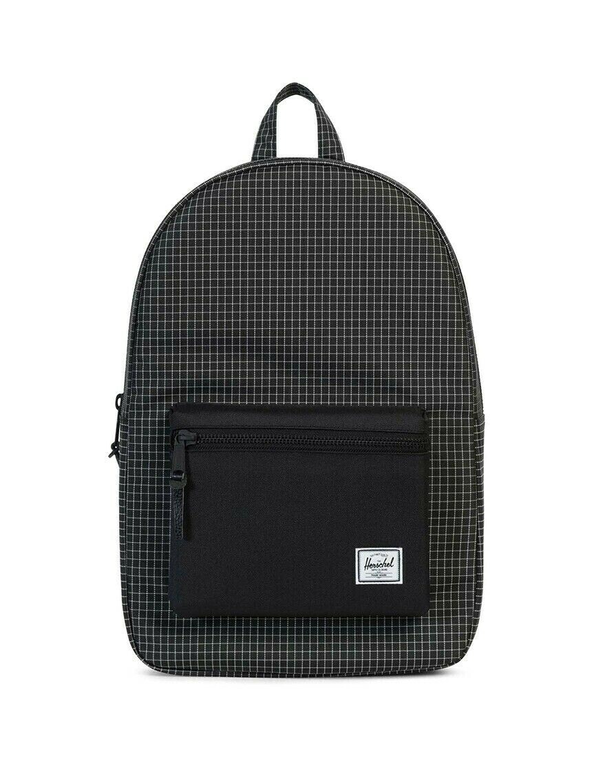 Herschel Black Grid Backpacks Bags School Travel, NEW