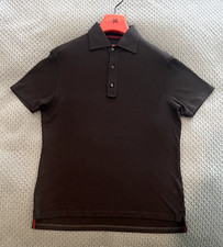 ISAIA Napoli Men's Brown Short Pique Cotton Short Sleeve Polo Shirt Size L