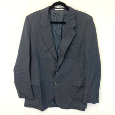 Vintage Yves Saint Laurent Mens Wool Blazer Jacket 40 Gray Pinstripe YSL France