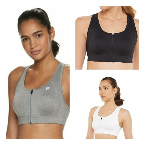 FILA SPORT Zip Front Medium-Impact Sports Bra WF72A108RS XS 32A 32B $30 NWT - Imagen 1 de 5