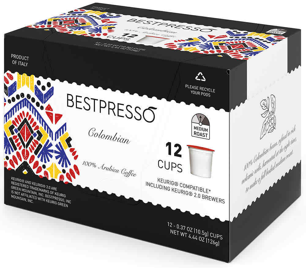Bestpresso Coffee 96 Count Colombian Roast K-Cup Pods - Keurig 2.0 Compatible