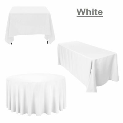Polyester Tischdecke Tischdecke Tuch Bankett Hochzeit Party Elfenbein Schwarz Weiß