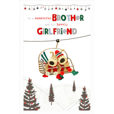 Wunderbarer Bruder und seine Freundin genießen Weihnachtskarte