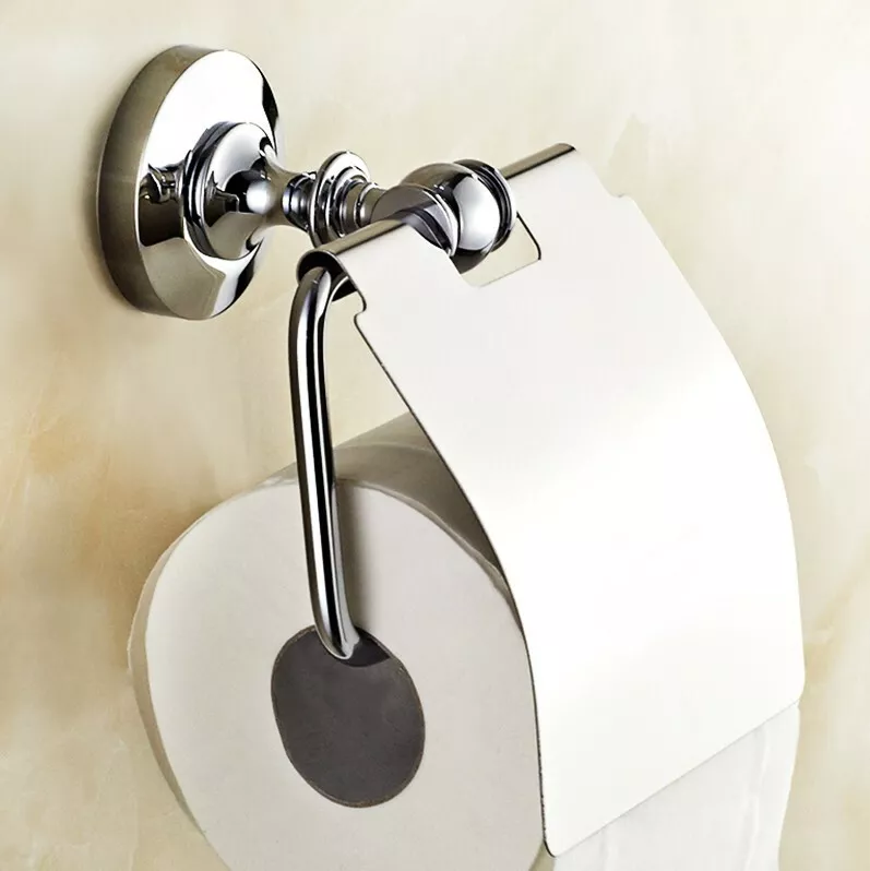 Polished Chrome Toilet Paper Holder Wall Mount Toilet Tissue Paper Roll  Holder