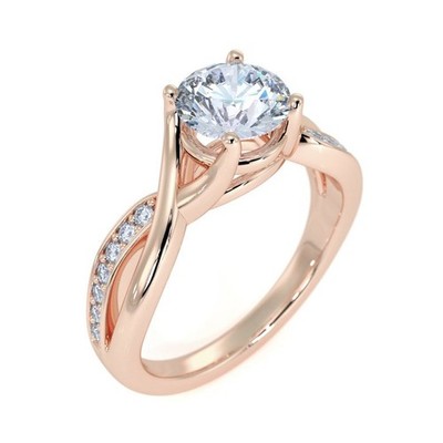1.14 Ct Round Cut Lab Created Diamond Wedding Ring 14K Solid Rose Gold B