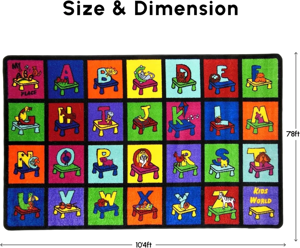 SAFECASTLE Kids My ABC Place Alphabet Rug 7'8x10'4 Colorful Learning Carpet - Image 2 of 4