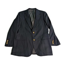 Polo University by Ralph Lauren Navy Wool Blazer Gold Buttons Made in USA