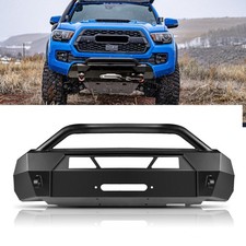Steel Guard Bull Bar Hidden Winch Front Bumper Fits Toyota Tacoma 2016-2023