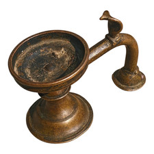 1850's Old Antique Vintage Rare Unique Figure Brass Oil Lamp/ Diya, Collectible