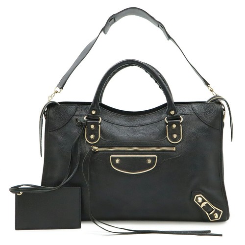 Balenciaga City Leather 2Way Bag Women Black One Size