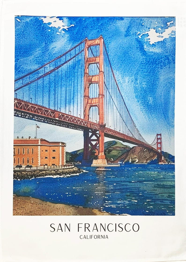 Cotton Tea Towel San Francisco and the Golden Gate Bridge
