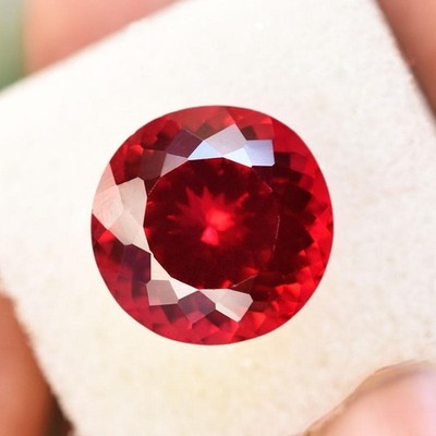 Natural Flawless 17.34 Ct Mozambique Red Ruby Round Cut Certified Loose Gemstone