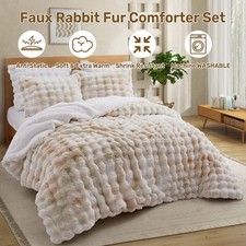 Super Warm Soft Faux Fur Plush Sherpa Fleece Comforter Set Blanket Antistatic