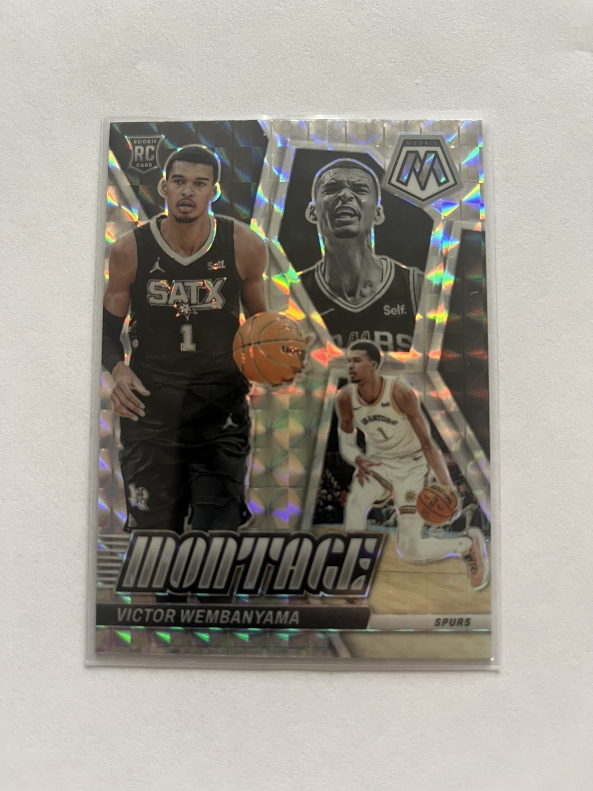 2023-24 Panini Mosaic Victor Wembanyama #7 RC Rookie Montage Silver Prizm!