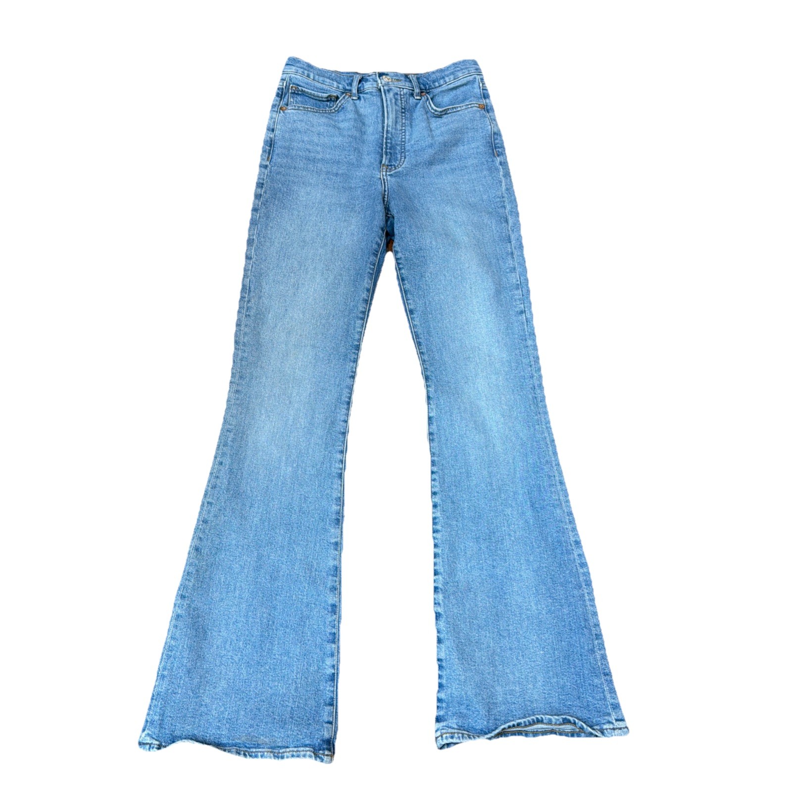 Express Wms SZ 4 Flare High Rise Jeans Light Wash Denim Hippie Boho