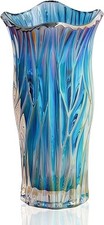 Large Glass Vase for Flowers Tall Blue Vase Crystal Coloured Flower Modern