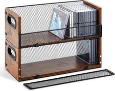 2 Set Wooden Cd Storage Box Holder Racks Retro Cassette Tape Display Stand wi...