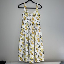 FREE ASSEMBLY Cotton White Green Yellow Lemon Pocket Midi Tank Sun Dress XS