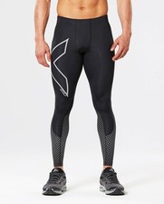 2XU Reflect Mens Compression Tights Black/Silver Reflective BIG SALE