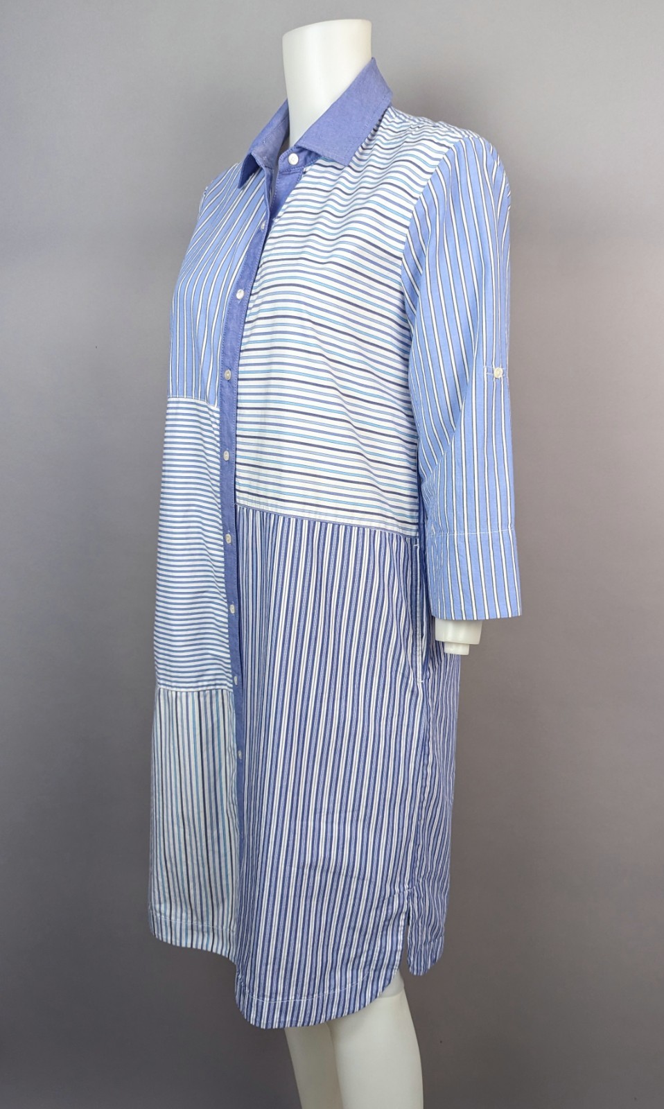 J McLaughlin Blue Stripe Patchwork Miranda Shirtd… - image 3