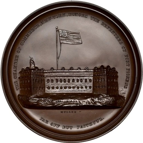 1861 Fort Pickens Civil War Bronze Medal 88mm Slemmer by Muller NGC MS67