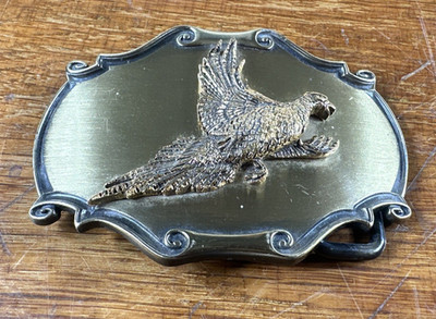 Vintage 1980 RAINTREE PHEASANT BELT BUCKLE USA