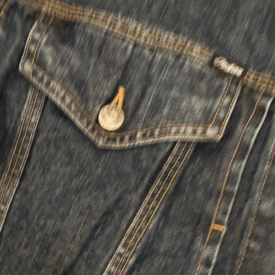 Chaqueta vaquera de camionero vintage Indian Motorcycle para hombre hecha en Canadá talla L Foto 3 de 4