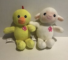Kellytoy Asda Chick or Lamb Pink Flower Motif SMALL Plush Soft Toy Comforter X 1