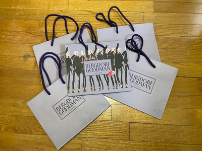 5 LOT - Bergdorf Goodman Empty Paper Gift Bag - Purple Small - 9 x 7.5 x 4.25
