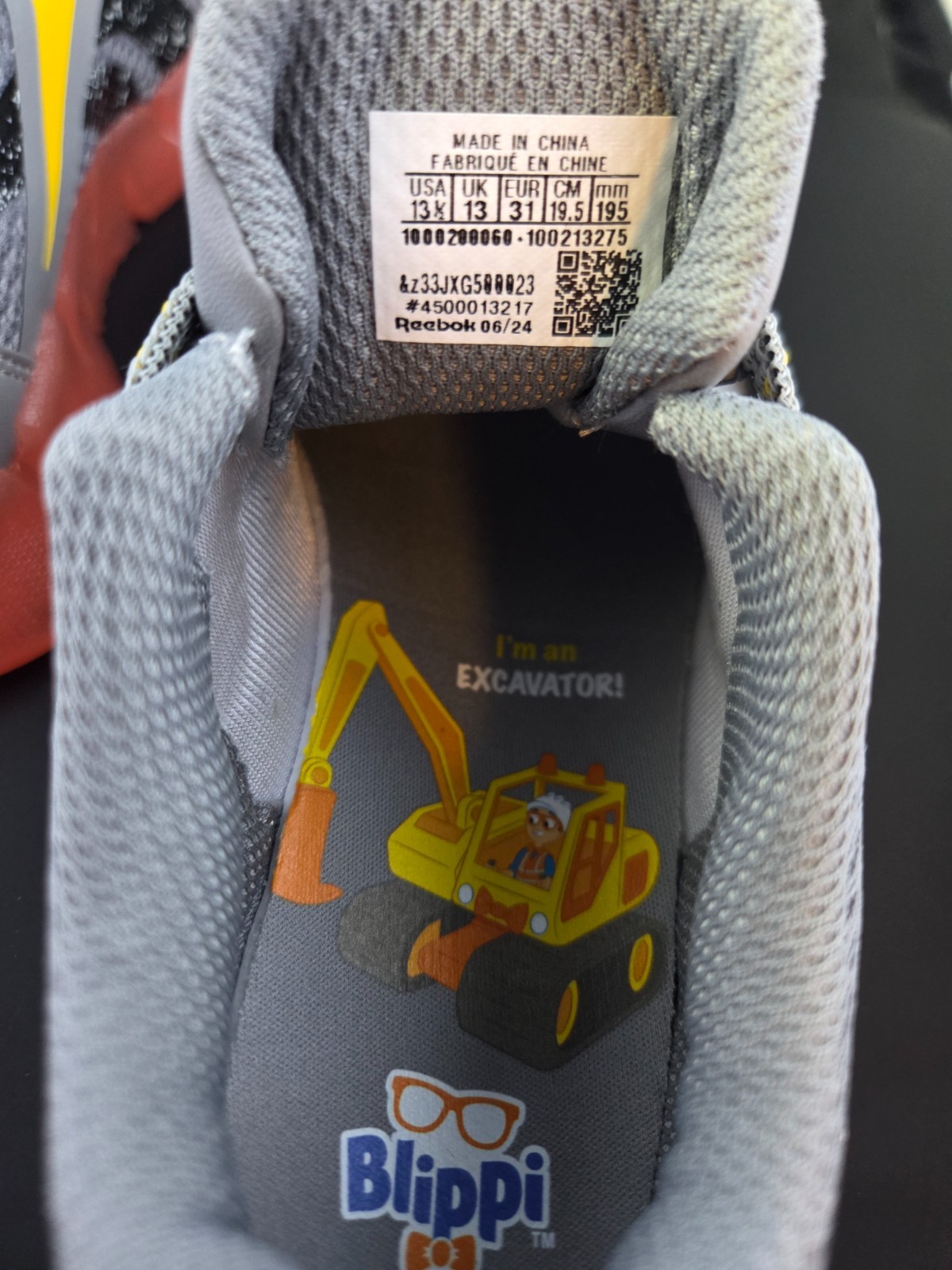 NEW! Reebok Blippi Zig N Glow Youth 13.5 Gray Unisex Elastic Lace Light Up Shoes thumbnail 4