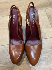 Prada Women's Brown Vero Cuoio  "Real Leather" Designer Heels EU 41/ US 10 NICE!