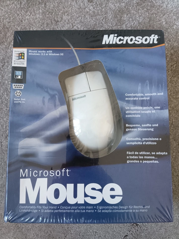 Vintage Boxed Sealed Microsoft PC Mouse For Windows 3.1 & 95 Serial Port & PS/2 - Image 2 of 4