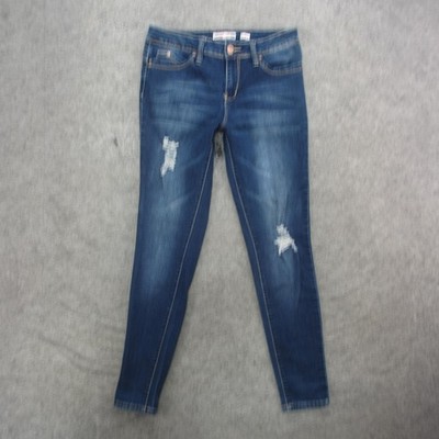 YMI WannaBettaButt? Jeans Womens 8/9 Blue Mid Rise Skinny Distressed Denim
