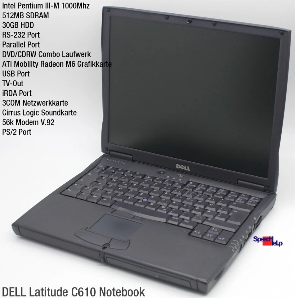 Dell Latitude C610 Notebook Laptop Windows Win 98 Parallel Pentium Iii 512Mb 30G - Immagine 2 di 4