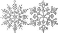 36 Pack Silver Glitter Snowflake Ornaments, Plastic 36pcs Silver-4 Inch