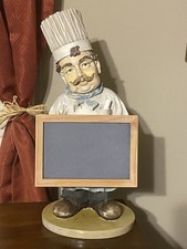 French/ Italian chef 16 figure kitchen restaurant man holding chalkboard