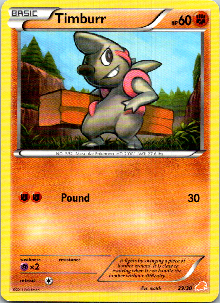 Timburr (#29) 29/30 Pokemon TCG BW Trainer Kit: Excadrill & Zoroark Common LP