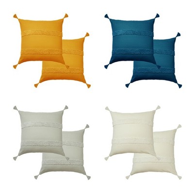 Pair of Indra Cotton Tassel European Pillowcases 65 x 65 cm by Accessorize