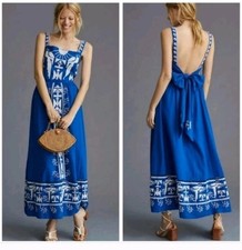 Small Farm Rio Blue Embroidered Maxidress
