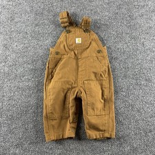 Carhartt Canvas Bib Overalls Boys 3M Brown Snap Pockets Workwear OX8609-B