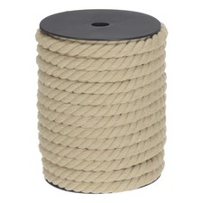 Cotton Rope 3 Strand Twisted Braided Rope Cord, light Brown 23m 10mm