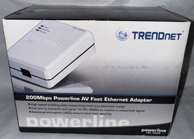 TRENDnet  Adapter, TPL-302E  White Bridge - 200 Mbps  Powerline Ethernet Adapter