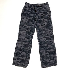 Circo Boys Cargo Pants Camo Gray Black L 12/14 Elastic Waist Drawstring